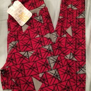 CLEARANCE NWT OS LuLaRoe Leggings Red Grey